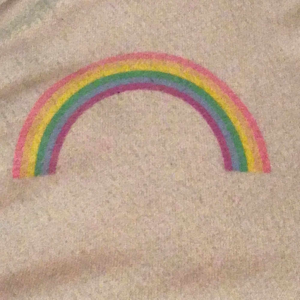 WILDFOX Pale PINK Hoody ZIP UP Rainbow DESIGN FRONT / BACK  SMALL